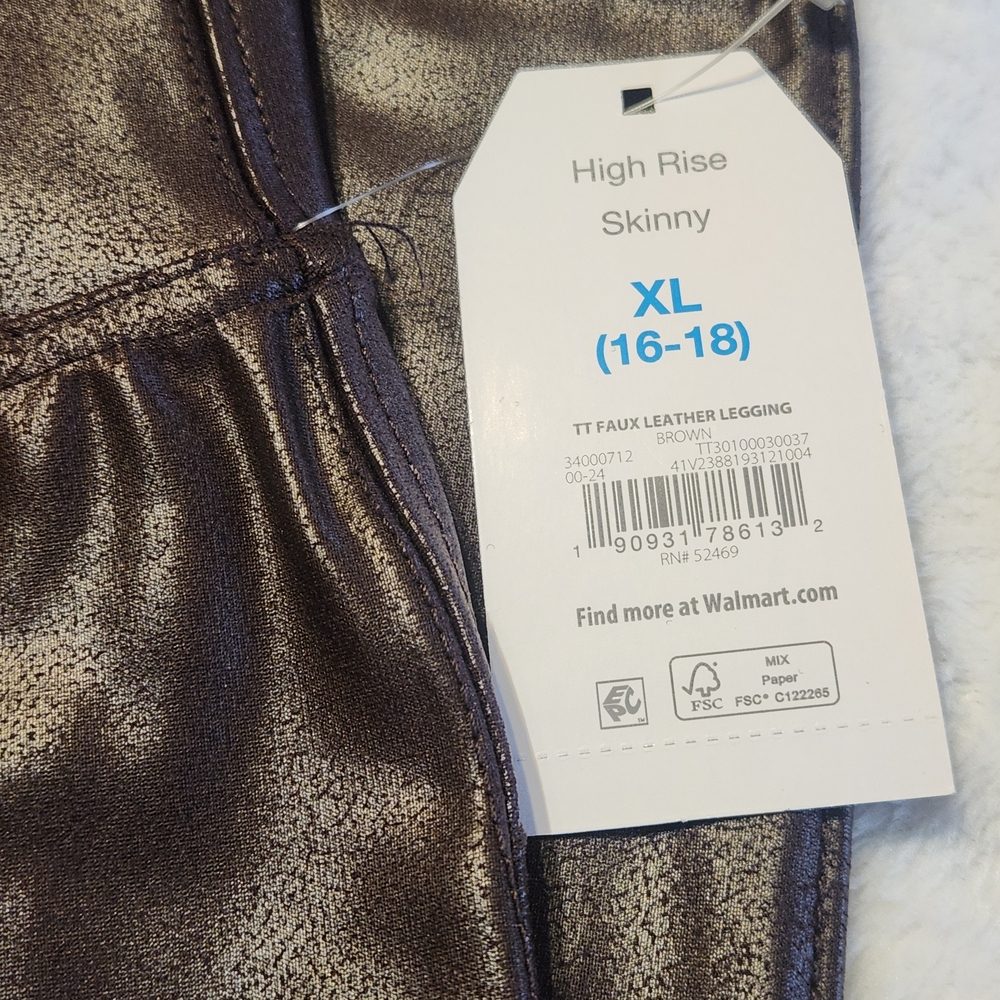 Brown Faux Leather Leggings XL